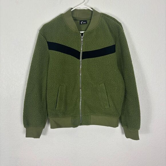 Zyia Active Green Fleece Sherpa Zip Up Bomber Jacket Women's Size Small - Picture 1 of 6